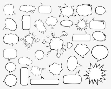 Boş çizgi roman baloncukları ve ögeler ayarlandı.