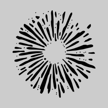 Yıldız patlaması el çizimi, vektör illüstrasyonu.