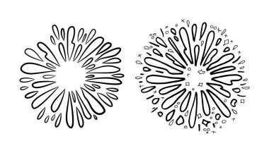 Yıldız patlaması el çizimi, vektör illüstrasyonu.