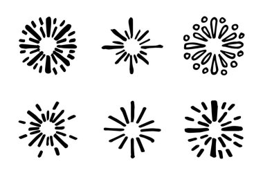 Havai fişek, yıldız patlaması el çizimi, vektör illüstrasyonu.