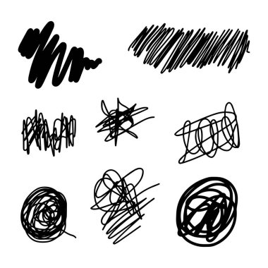 hand drawn of tangle scrawl sketch. Abstract scribble, chaos doodle pattern Isolated on white background. Vector illustration. clipart