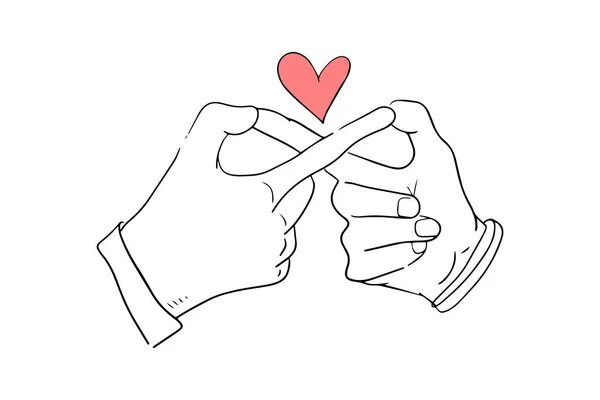 Two Hands Form Symbol Love Care — Stock Vector