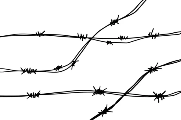 Barbed Wire Vector Fence Chain Barbed Wire Border — Stock Vector