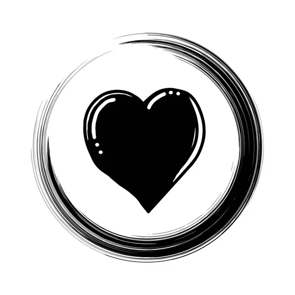 Doodle Heart Amor Círculo Ilustración Vectorial — Vector de stock