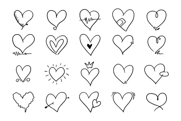 Doodle Hati Cinta Vector Illustration - Stok Vektor