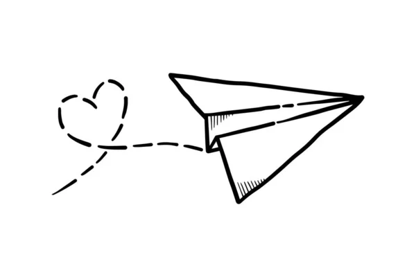 紙飛行機のアイコンをかわす 紙飛行機を手描き ベクターイラスト — ストックベクタ