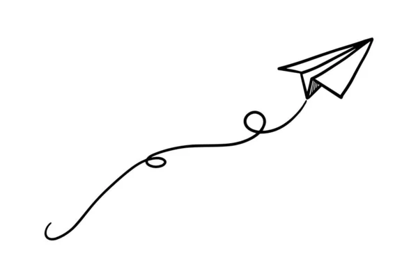 Doodle Papper Plan Ikon Handrita Pappersflygplan Vektor Illustration — Stock vektor
