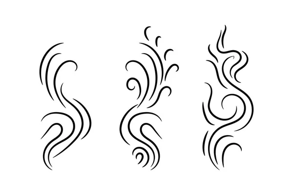 Smoke Scent Steam Line Icon Set Vector Illustration — Stock Vector