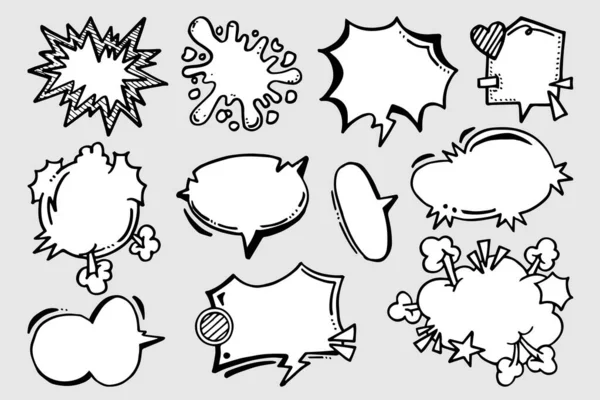 Ручний Намальований Набір Бульбашок Мовлення Ізольовано Елемент Набору Doodle Векторні — стоковий вектор