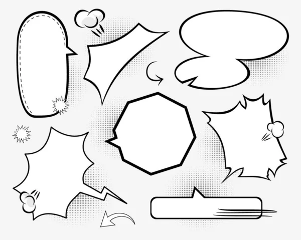 レトロな空の漫画の泡と要素セット — ストックベクタ