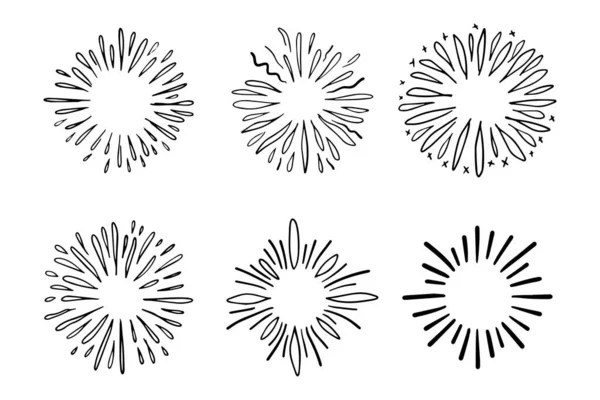 Fuochi Artificio Starburst Disegnato Mano Illustrazione Vettoriale — Vettoriale Stock