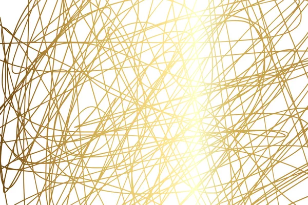Gold Scribble Linien Von Hand Gezeichnet Nahtlose Muster — Stockvektor