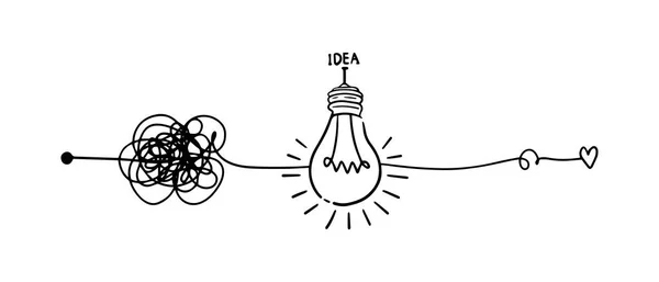 Confusion Clarity Path Idea Vector Concept Idea Symbol Lamp Doodle — Stock Vector