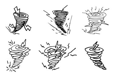 Tornado seti, fırtına, vektör illüstrasyonu.
