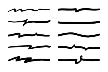 Vuruşlar, altçizgiler, işaretleyici vuruşlar, dalga fırça izleri.