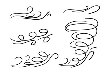 El çizimi rüzgar çizimi seti, vektör çizimi.