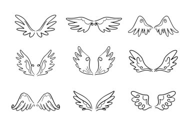 Robot melek kanatları. Melek tüyü kanadı. Vektör illüstrasyonu.