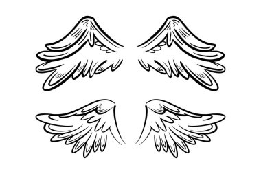 Robot melek kanatları. Melek tüyü kanadı. Vektör illüstrasyonu.