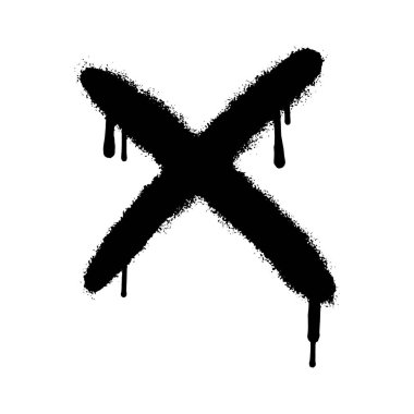 Sprey boyalı grafiti sprey haç işareti beyaz arkaplanda izole edilmiş..