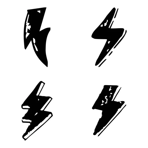Doodle Set Lightning Line Art Ilustração Vetorial — Vetor de Stock