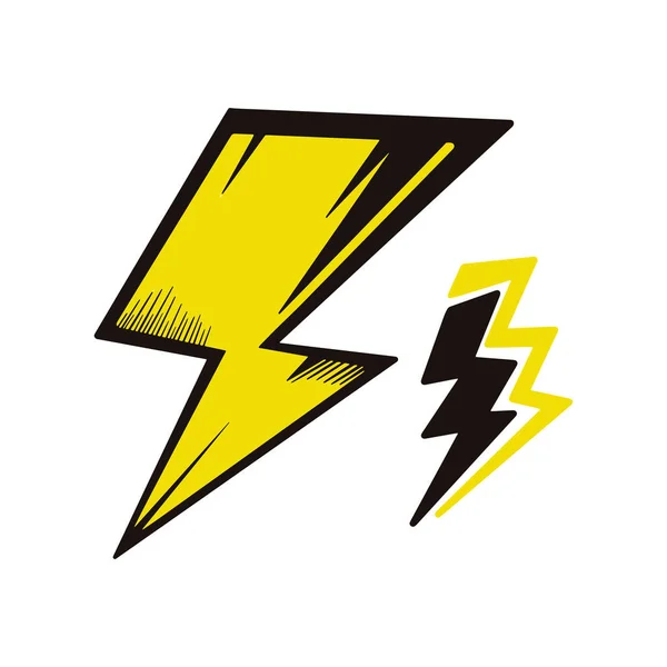 Set Hand Drawn Vector Doodle Electric Lightning Bolt Symbol Sketch — Stock Vector