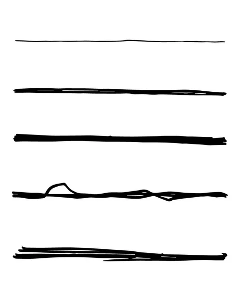 Vektorsatz Von Handgezeichneten Unterstrichen Schwarze Pinselstriche Kollektion Filzbürste Schmiert Streifen — Stockvektor