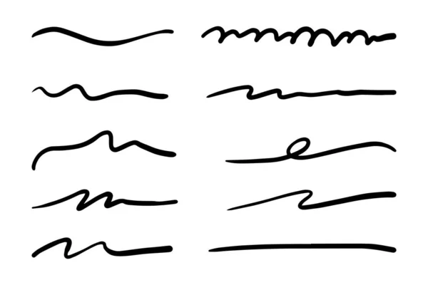 手描き下線のベクトルセット — ストックベクタ