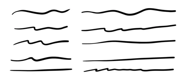 Vector Set Hand Drawn Underline — Stock Vector