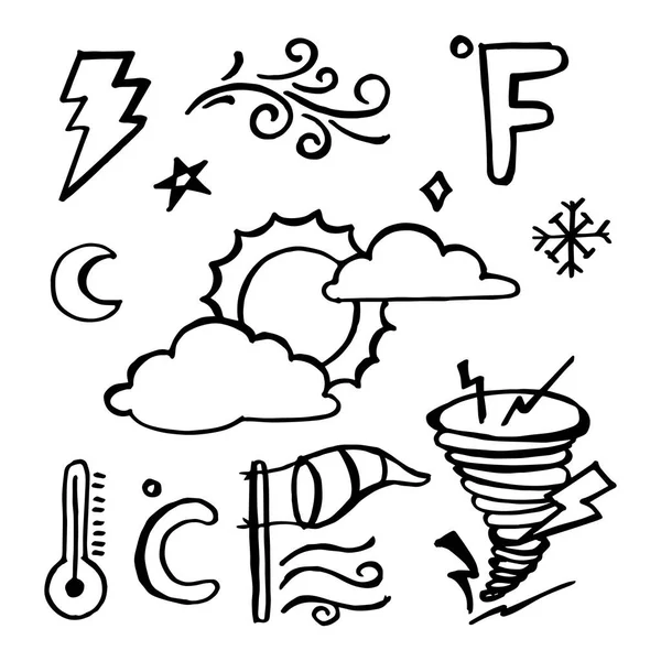 用于设计目的的一组矢量天气涂鸦元素 — 图库矢量图片