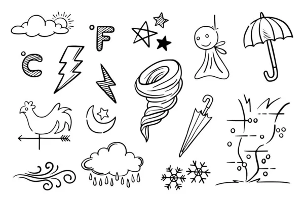 stock vector vector set of weather doodle elements, for design purposes