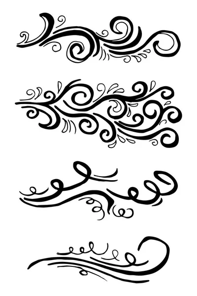 Handgetekende Wind Doodle Set Vector Illustratie — Stockvector