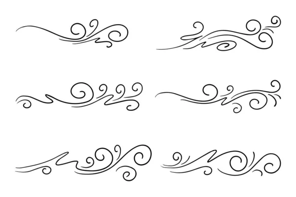 Hand Drawn Wind Doodle Set Vector Illustration — Stock Vector