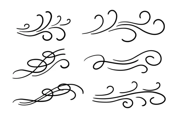 Handritad Vind Doodle Set Vektor Illustration — Stock vektor