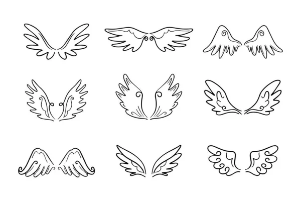 Skica Andělských Křídel Andělské Křídlo Vektorová Ilustrace — Stockový vektor