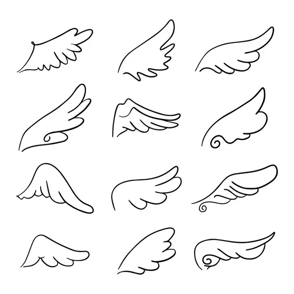 Skica Andělských Křídel Andělské Křídlo Vektorová Ilustrace — Stockový vektor