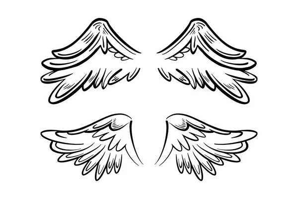 素描天使翅膀 天使羽翼矢量说明 — 图库矢量图片