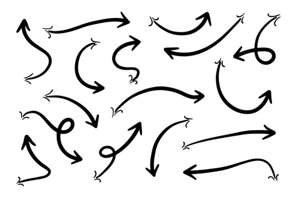 Mano Doodle Flecha Conjunto Vector Ilustración — Vector de stock