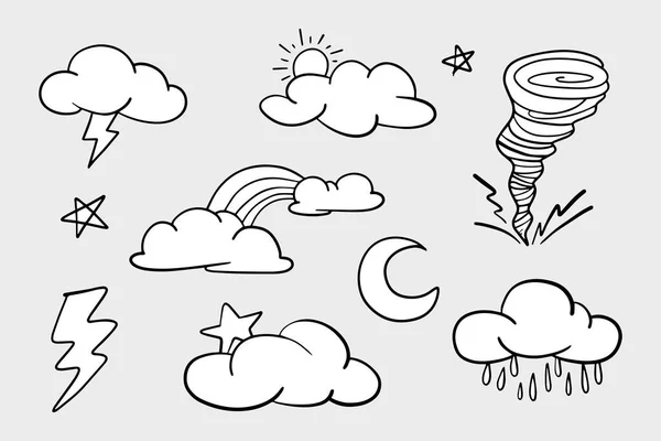 Vector Set Weather Doodle Elements Design Purposes — Stock Vector