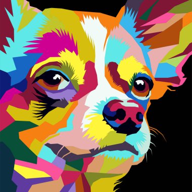 köpek kafası WPAP sanat tarzı, pop sanatı, vektör illüstrasyonunu kullanarak çizildi.