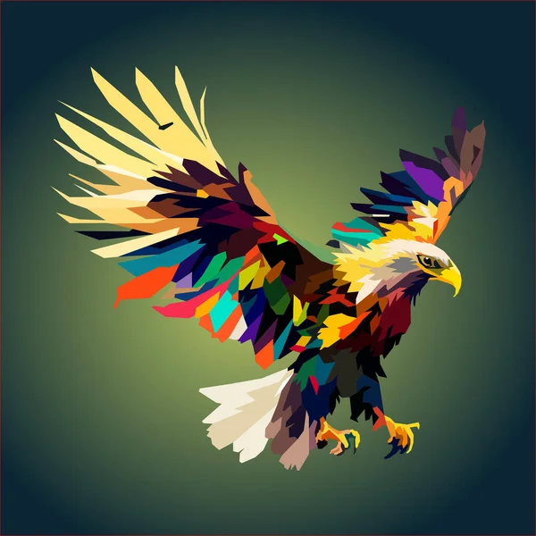 用Wpap艺术风格 流行艺术 矢量图解绘制大翅膀的飞鹰 — 图库矢量图片