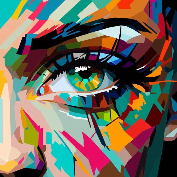 Piękne Oczy Narysowane Przy Użyciu Stylu Sztuki Wpap Pop Art — Wektor stockowy