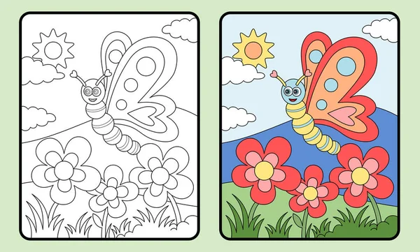 Çocuklar ve ilkokullar için renk öğrenmeyi. Kelebekler ve çiçekler