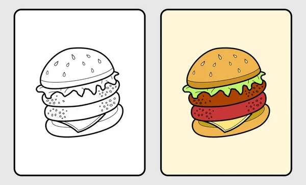 Uczyć Się Kolorowanki Dla Dzieci Szkoły Podstawowej Hamburgery — Wektor stockowy