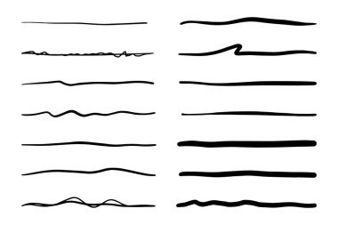 El çizilmiş altı çizili koleksiyon, vektör illüstrasyonu.