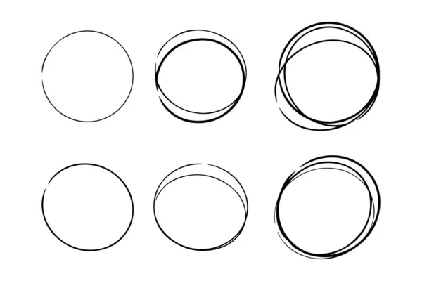 Rotonde Scarabocchiare Cerchi Linea Illustrazioni Vettoriali — Vettoriale Stock