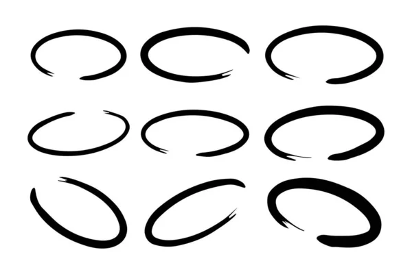 Rounds Scribble Line Circles Vector Illustrations — Stock Vector