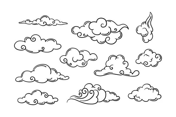 Handzeichnen Sie Die Wettersammlung Flache Vektor Illustration — Stockvektor