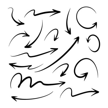 El çizimi ok seti. Doodle vektör çizimi. 10 saniye..