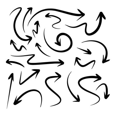 El çizimi ok seti. Doodle vektör çizimi. 10 saniye..
