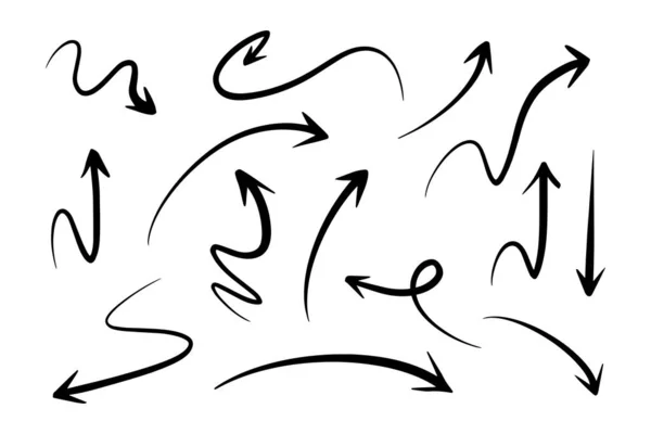 Håndtegnet Pil Sæt Doodle Vektor Illustration Trin – Stock-vektor